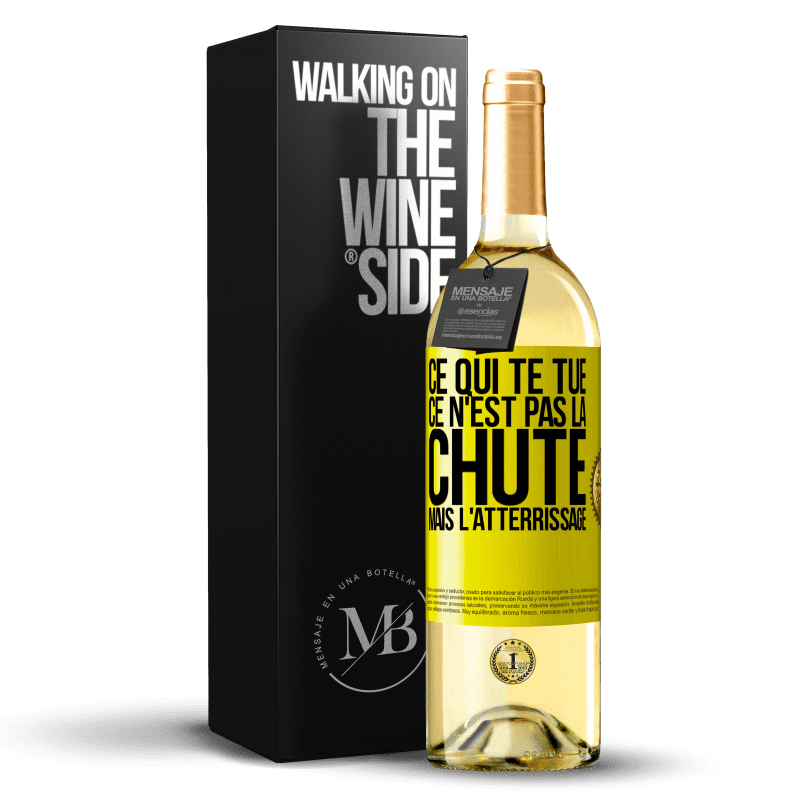 29,95 € Envoi gratuit | Vin blanc Édition WHITE Ce qui te tue ce n'est pas la chute, mais l'atterrissage Étiquette Jaune. Étiquette personnalisable Vin jeune Récolte 2024 Verdejo