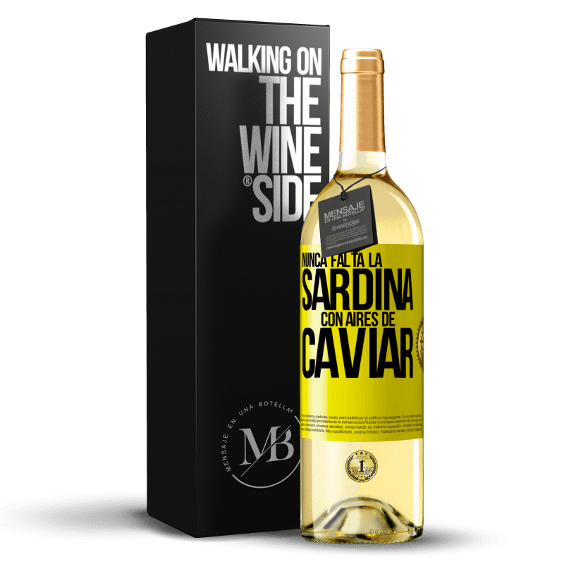 29,95 € Envío gratis | Vino Blanco Edición WHITE Nunca falta la sardina con aires de caviar Etiqueta Amarilla. Etiqueta personalizable Vino joven Cosecha 2025 Verdejo