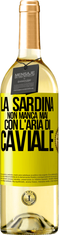 29,95 € | Vino bianco Edizione WHITE La sardina non manca mai con l'aria di caviale Etichetta Gialla. Etichetta personalizzabile Vino giovane Raccogliere 2023 Verdejo