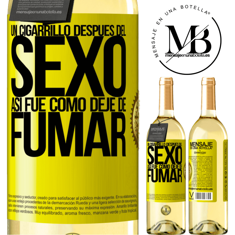 29,95 € Envoi gratuit | Vin blanc Édition WHITE Une cigarette après le sexe. C'est comme ça que j'ai arrêté de fumer Étiquette Jaune. Étiquette personnalisable Vin jeune Récolte 2022 Verdejo