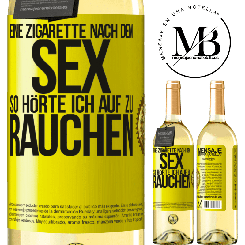 29,95 € Kostenloser Versand | Weißwein WHITE Ausgabe Eine Zigarette nach dem Sex. So hörte ich auf zu rauchen Gelbes Etikett. Anpassbares Etikett Junger Wein Ernte 2023 Verdejo