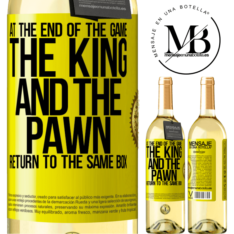 29,95 € Free Shipping | White Wine WHITE Edition At the end of the game, the king and the pawn return to the same box Yellow Label. Customizable label Young wine Harvest 2023 Verdejo