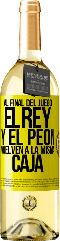 29,95 € Envío gratis | Vino Blanco Edición WHITE Al final del juego, el rey y el peón vuelven a la misma caja Etiqueta Amarilla. Etiqueta personalizable Vino joven Cosecha 2025 Verdejo