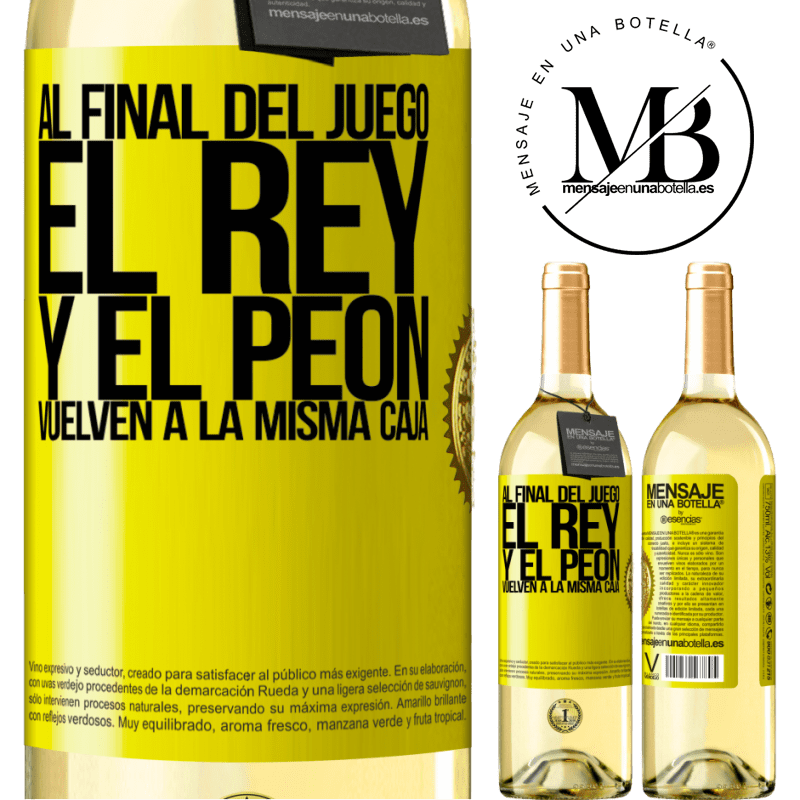 29,95 € Envío gratis | Vino Blanco Edición WHITE Al final del juego, el rey y el peón vuelven a la misma caja Etiqueta Amarilla. Etiqueta personalizable Vino joven Cosecha 2024 Verdejo