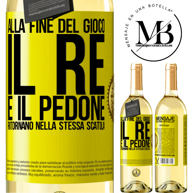 29,95 € Spedizione Gratuita | Vino bianco Edizione WHITE Alla fine del gioco, il re e il pedone ritornano nella stessa scatola Etichetta Gialla. Etichetta personalizzabile Vino giovane Raccogliere 2023 Verdejo