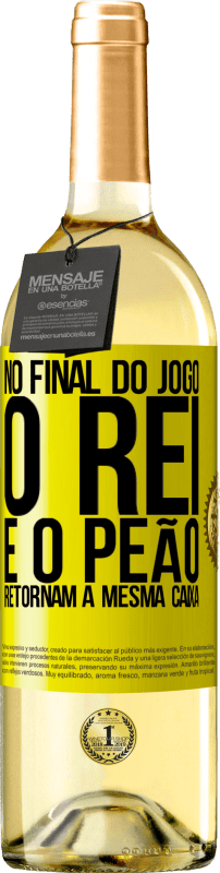 29,95 € | Vinho branco Edição WHITE No final do jogo, o rei e o peão retornam à mesma caixa Etiqueta Amarela. Etiqueta personalizável Vinho jovem Colheita 2024 Verdejo