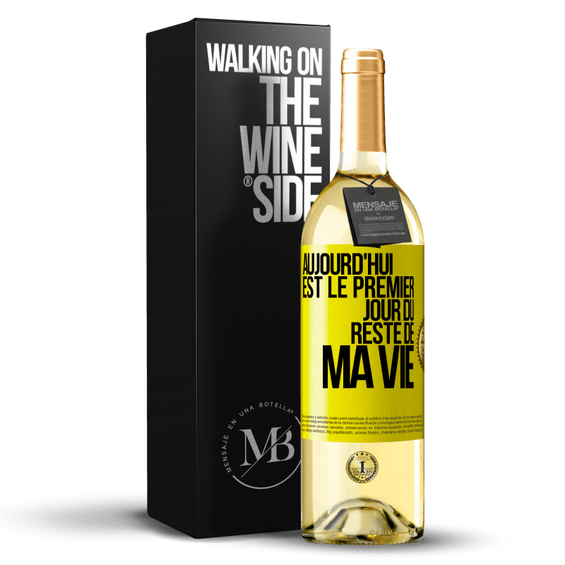 29,95 € Envoi gratuit | Vin blanc Édition WHITE Aujourd'hui est le premier jour du reste de ma vie Étiquette Jaune. Étiquette personnalisable Vin jeune Récolte 2024 Verdejo