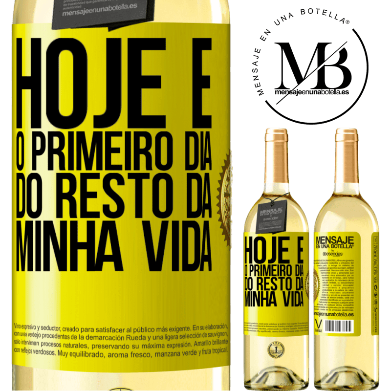 29,95 € Envio grátis | Vinho branco Edição WHITE Hoje é o primeiro dia do resto da minha vida Etiqueta Amarela. Etiqueta personalizável Vinho jovem Colheita 2023 Verdejo