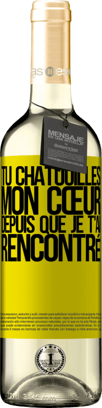 29,95 € Envoi gratuit | Vin blanc Édition WHITE Tu chatouilles mon cœur depuis que je t'ai rencontré Étiquette Jaune. Étiquette personnalisable Vin jeune Récolte 2025 Verdejo