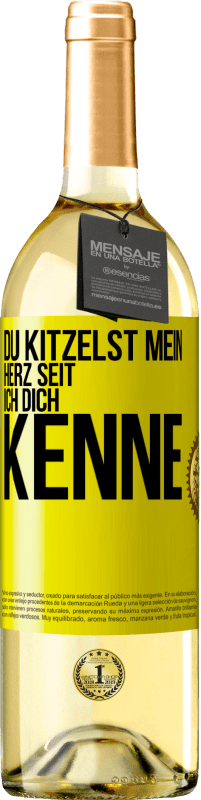 29,95 € Kostenloser Versand | Weißwein WHITE Ausgabe Du kitzelst mein Herz seit ich dich kenne Gelbes Etikett. Anpassbares Etikett Junger Wein Ernte 2025 Verdejo