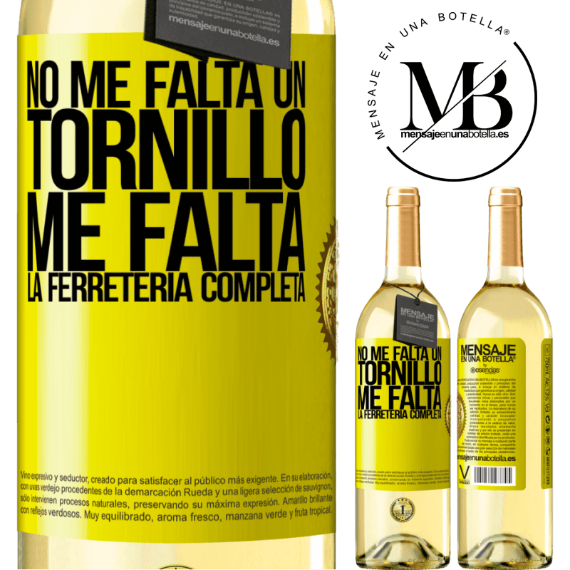 29,95 € Envoi gratuit | Vin blanc Édition WHITE Je ne manque pas de vis, je manque la quincaillerie complète Étiquette Jaune. Étiquette personnalisable Vin jeune Récolte 2022 Verdejo