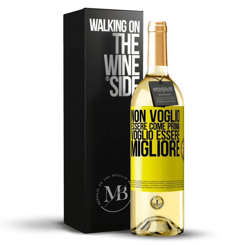 29,95 € Spedizione Gratuita | Vino bianco Edizione WHITE Non voglio essere come prima, voglio essere migliore Etichetta Gialla. Etichetta personalizzabile Vino giovane Raccogliere 2024 Verdejo