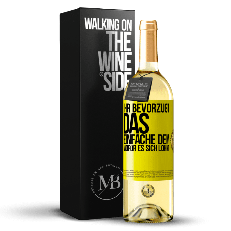 29,95 € Kostenloser Versand | Weißwein WHITE Ausgabe Ihr bevorzugt das Einfache dem, wofür es sich lohnt Gelbes Etikett. Anpassbares Etikett Junger Wein Ernte 2023 Verdejo