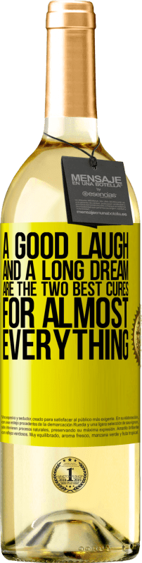 29,95 € | White Wine WHITE Edition A good laugh and a long dream are the two best cures for almost everything Yellow Label. Customizable label Young wine Harvest 2023 Verdejo