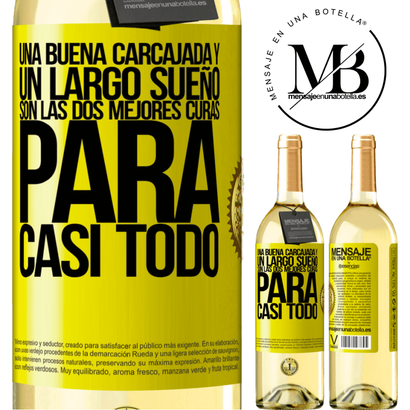 29,95 € Envoi gratuit | Vin blanc Édition WHITE Un bon rire et un long rêve sont les deux meilleurs remèdes pour presque tout Étiquette Jaune. Étiquette personnalisable Vin jeune Récolte 2022 Verdejo