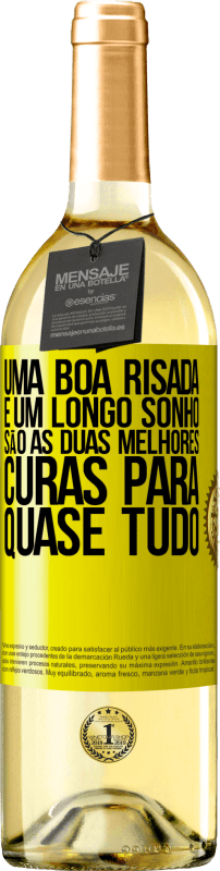 29,95 € | Vinho branco Edição WHITE Uma boa risada e um longo sonho são as duas melhores curas para quase tudo Etiqueta Amarela. Etiqueta personalizável Vinho jovem Colheita 2024 Verdejo