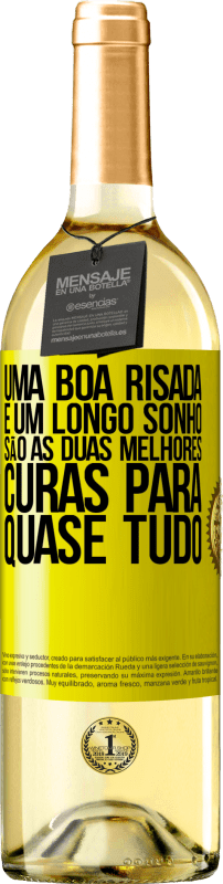 29,95 € | Vinho branco Edição WHITE Uma boa risada e um longo sonho são as duas melhores curas para quase tudo Etiqueta Amarela. Etiqueta personalizável Vinho jovem Colheita 2025 Verdejo