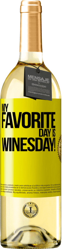 29,95 € | 白ワイン WHITEエディション My favorite day is winesday! 黄色のラベル. カスタマイズ可能なラベル 若いワイン 収穫 2024 Verdejo