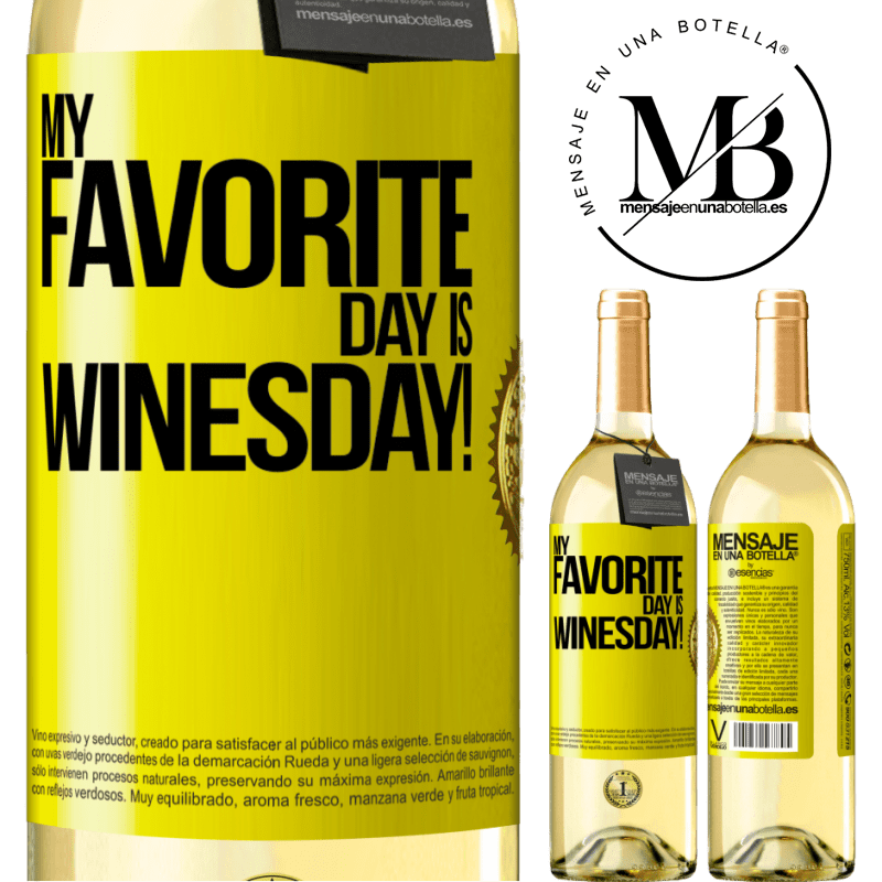 29,95 € Free Shipping | White Wine WHITE Edition My favorite day is winesday! Yellow Label. Customizable label Young wine Harvest 2022 Verdejo
