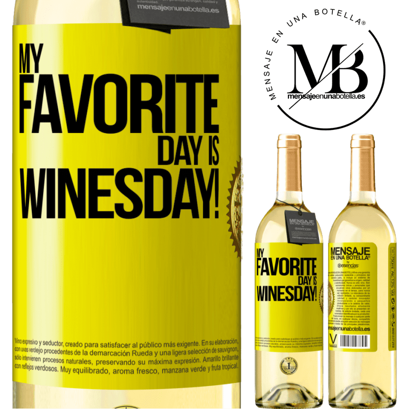 29,95 € Free Shipping | White Wine WHITE Edition My favorite day is winesday! Yellow Label. Customizable label Young wine Harvest 2025 Verdejo