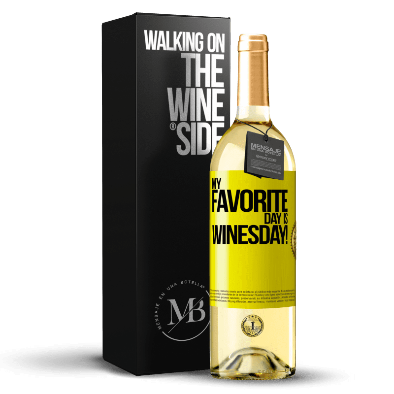 29,95 € Free Shipping | White Wine WHITE Edition My favorite day is winesday! Yellow Label. Customizable label Young wine Harvest 2023 Verdejo