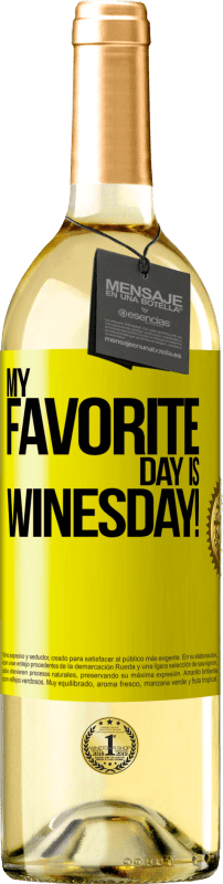 29,95 € | Vino bianco Edizione WHITE My favorite day is winesday! Etichetta Gialla. Etichetta personalizzabile Vino giovane Raccogliere 2024 Verdejo