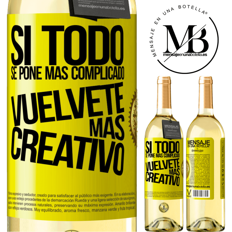 29,95 € Envoi gratuit | Vin blanc Édition WHITE Si tout devient plus compliqué, devenez plus créatif Étiquette Jaune. Étiquette personnalisable Vin jeune Récolte 2022 Verdejo