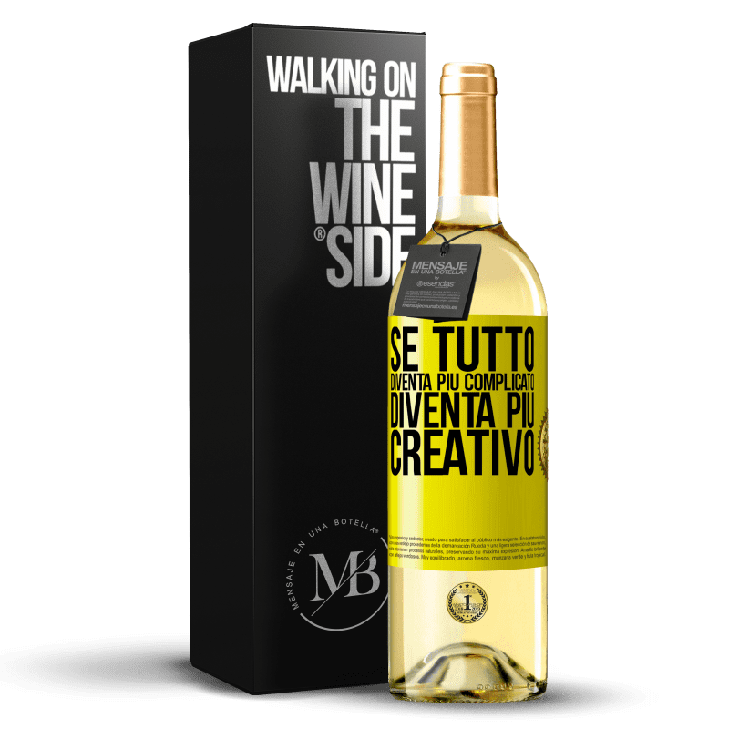 29,95 € Spedizione Gratuita | Vino bianco Edizione WHITE Se tutto diventa più complicato, diventa più creativo Etichetta Gialla. Etichetta personalizzabile Vino giovane Raccogliere 2025 Verdejo