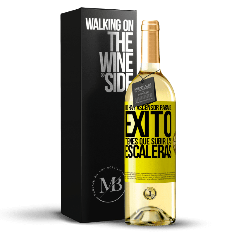 29,95 € Envío gratis | Vino Blanco Edición WHITE No hay ascensor para el éxito. Tienes que subir las escaleras Etiqueta Amarilla. Etiqueta personalizable Vino joven Cosecha 2025 Verdejo