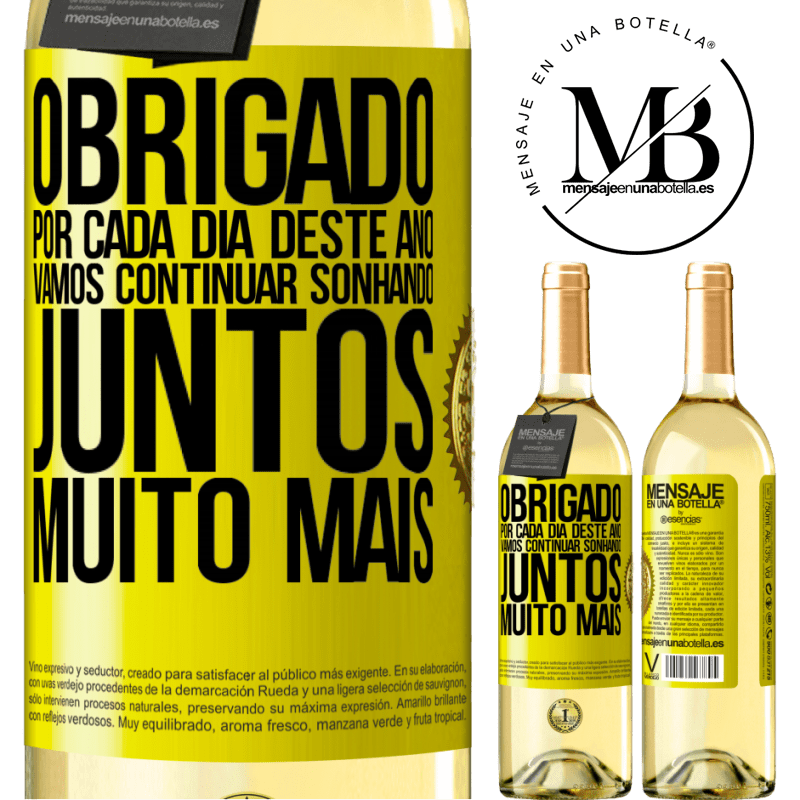 29,95 € Envio grátis | Vinho branco Edição WHITE Obrigado por cada dia deste ano. Vamos continuar sonhando juntos muito mais Etiqueta Amarela. Etiqueta personalizável Vinho jovem Colheita 2023 Verdejo