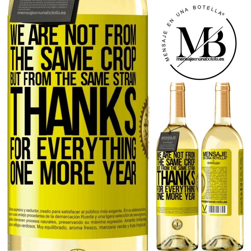 29,95 € Free Shipping | White Wine WHITE Edition We are not from the same crop, but from the same strain. Thanks for everything, one more year Yellow Label. Customizable label Young wine Harvest 2022 Verdejo
