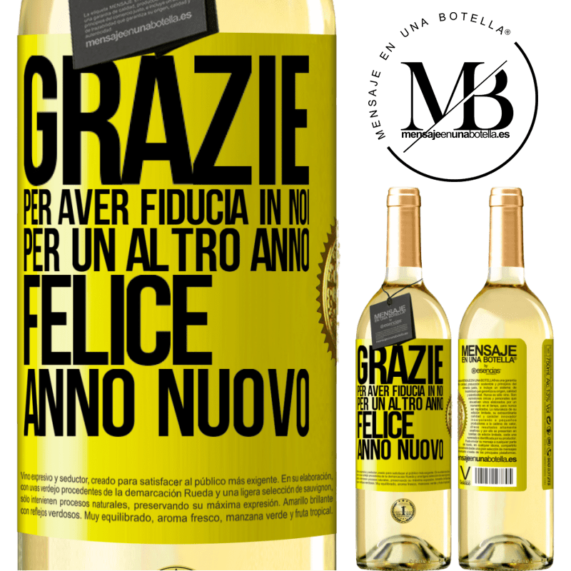 29,95 € Spedizione Gratuita | Vino bianco Edizione WHITE Grazie per aver fiducia in noi per un altro anno. Felice anno nuovo Etichetta Gialla. Etichetta personalizzabile Vino giovane Raccogliere 2023 Verdejo