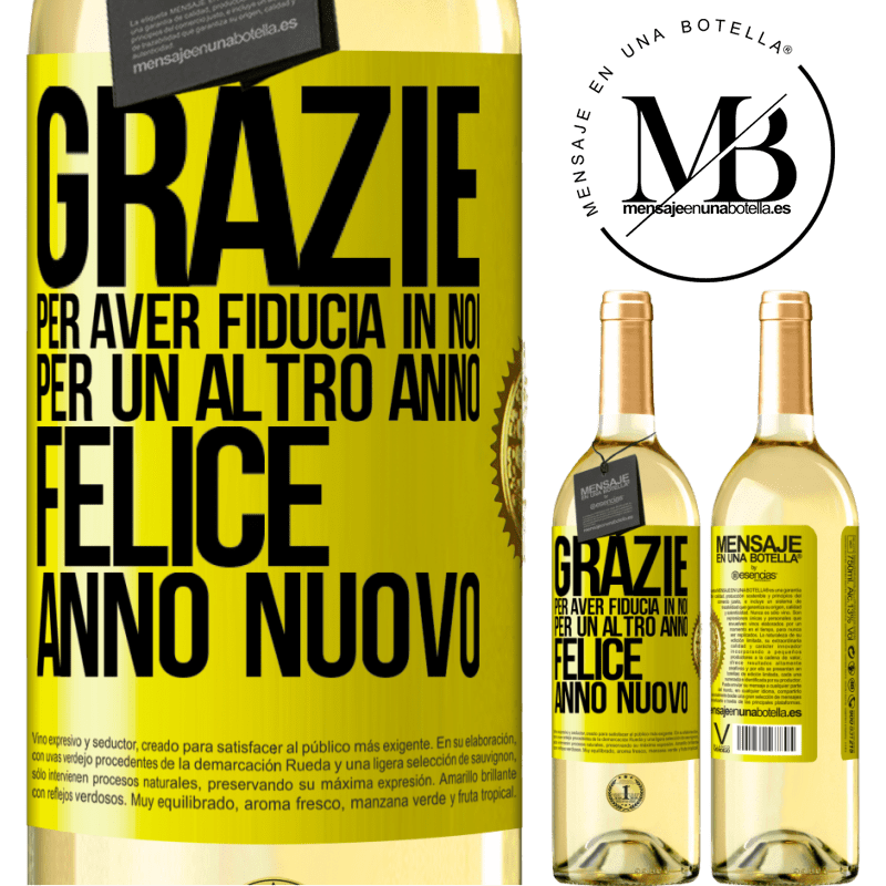 29,95 € Spedizione Gratuita | Vino bianco Edizione WHITE Grazie per aver fiducia in noi per un altro anno. Felice anno nuovo Etichetta Gialla. Etichetta personalizzabile Vino giovane Raccogliere 2025 Verdejo