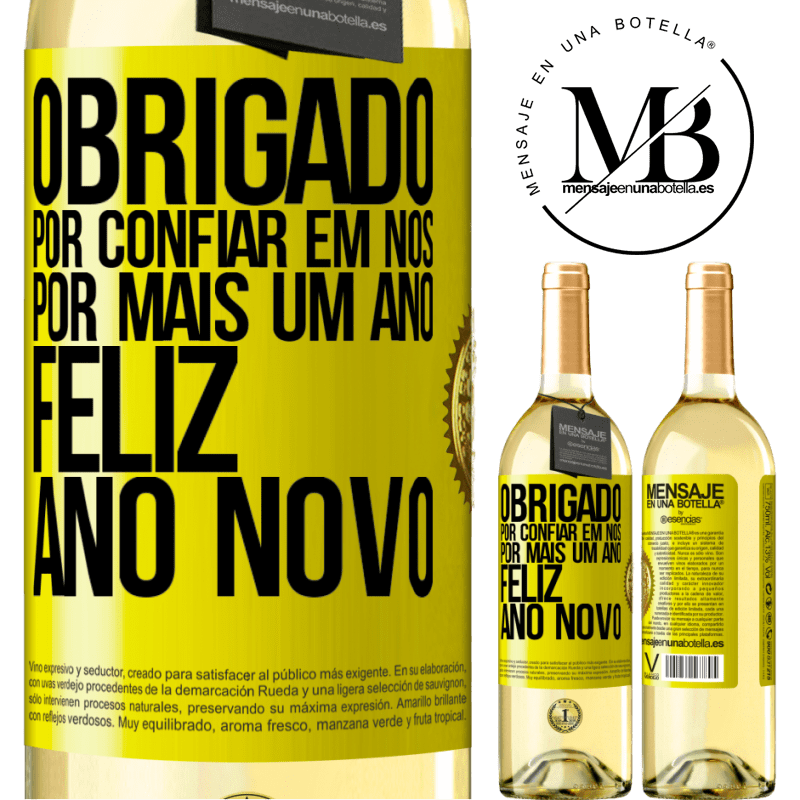 29,95 € Envio grátis | Vinho branco Edição WHITE Obrigado por confiar em nós por mais um ano. Feliz Ano Novo Etiqueta Amarela. Etiqueta personalizável Vinho jovem Colheita 2023 Verdejo