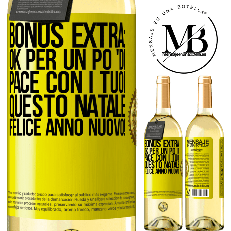 29,95 € Spedizione Gratuita | Vino bianco Edizione WHITE Bonus extra: Ok per un po 'di pace con i tuoi questo Natale. Felice anno nuovo! Etichetta Gialla. Etichetta personalizzabile Vino giovane Raccogliere 2024 Verdejo