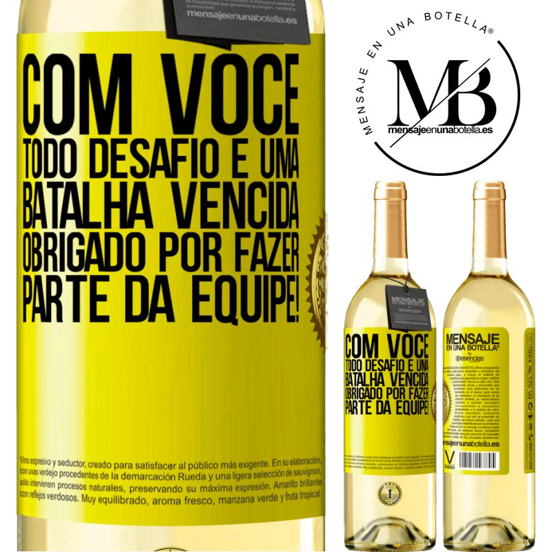 29,95 € Envio grátis | Vinho branco Edição WHITE Com você, todo desafio é uma batalha vencida. Obrigado por fazer parte da equipe! Etiqueta Amarela. Etiqueta personalizável Vinho jovem Colheita 2024 Verdejo