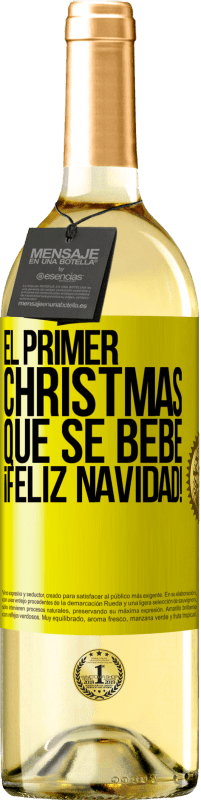 29,95 € Envío gratis | Vino Blanco Edición WHITE El primer christmas que se bebe. Feliz navidad! Etiqueta Amarilla. Etiqueta personalizable Vino joven Cosecha 2025 Verdejo