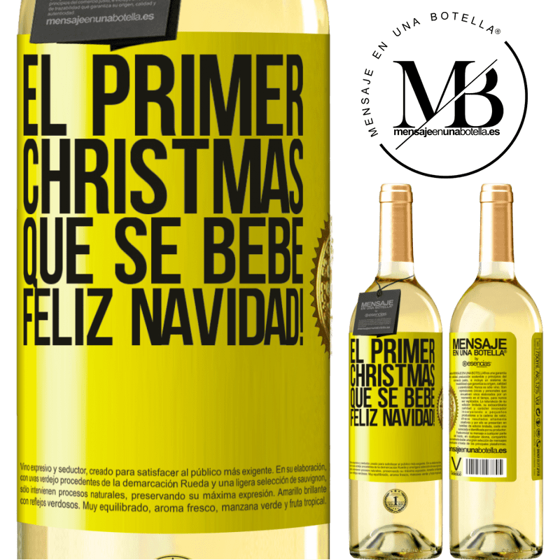 29,95 € Envío gratis | Vino Blanco Edición WHITE El primer christmas que se bebe. Feliz navidad! Etiqueta Amarilla. Etiqueta personalizable Vino joven Cosecha 2023 Verdejo