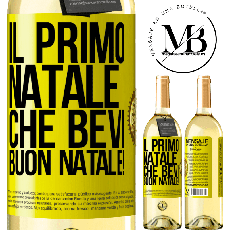 29,95 € Spedizione Gratuita | Vino bianco Edizione WHITE Il primo Natale che bevi. Buon natale! Etichetta Gialla. Etichetta personalizzabile Vino giovane Raccogliere 2023 Verdejo