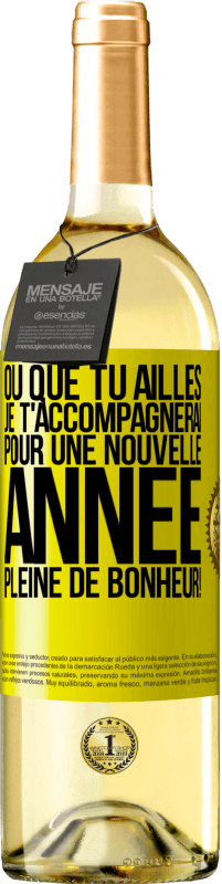 29,95 € Envoi gratuit | Vin blanc Édition WHITE Où que tu ailles, je t'accompagnerai. Pour une nouvelle année pleine de bonheur! Étiquette Jaune. Étiquette personnalisable Vin jeune Récolte 2025 Verdejo