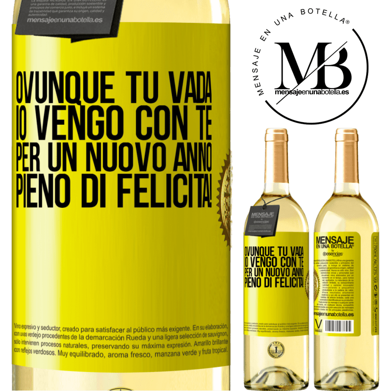 29,95 € Spedizione Gratuita | Vino bianco Edizione WHITE Ovunque tu vada, io vengo con te. Per un nuovo anno pieno di felicità! Etichetta Gialla. Etichetta personalizzabile Vino giovane Raccogliere 2023 Verdejo