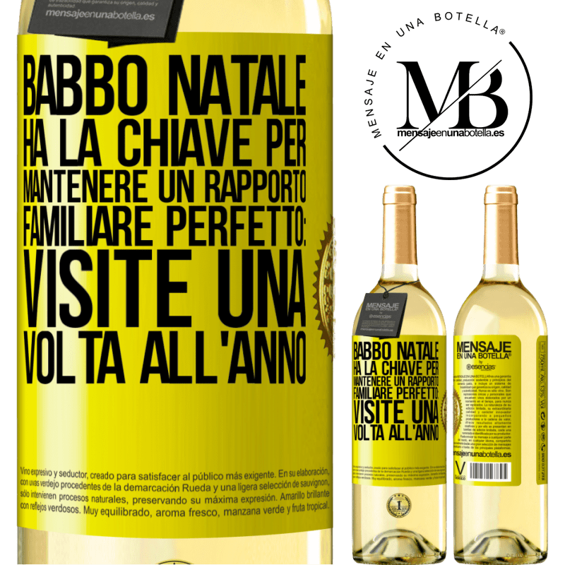 29,95 € Spedizione Gratuita | Vino bianco Edizione WHITE Babbo Natale ha la chiave per mantenere un rapporto familiare perfetto: visite una volta all'anno Etichetta Gialla. Etichetta personalizzabile Vino giovane Raccogliere 2024 Verdejo