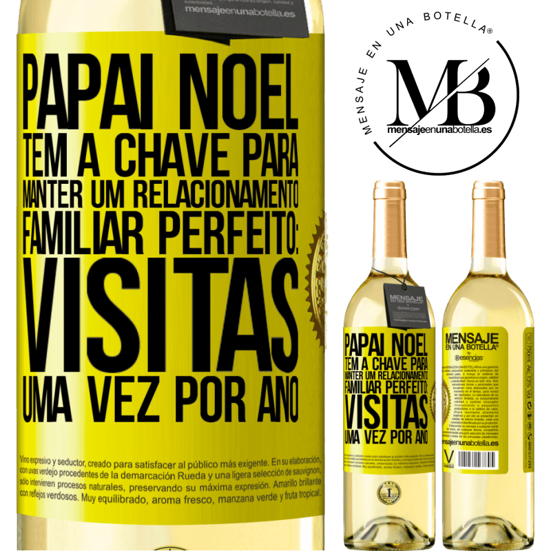 29,95 € Envio grátis | Vinho branco Edição WHITE Papai Noel tem a chave para manter um relacionamento familiar perfeito: visitas uma vez por ano Etiqueta Amarela. Etiqueta personalizável Vinho jovem Colheita 2024 Verdejo
