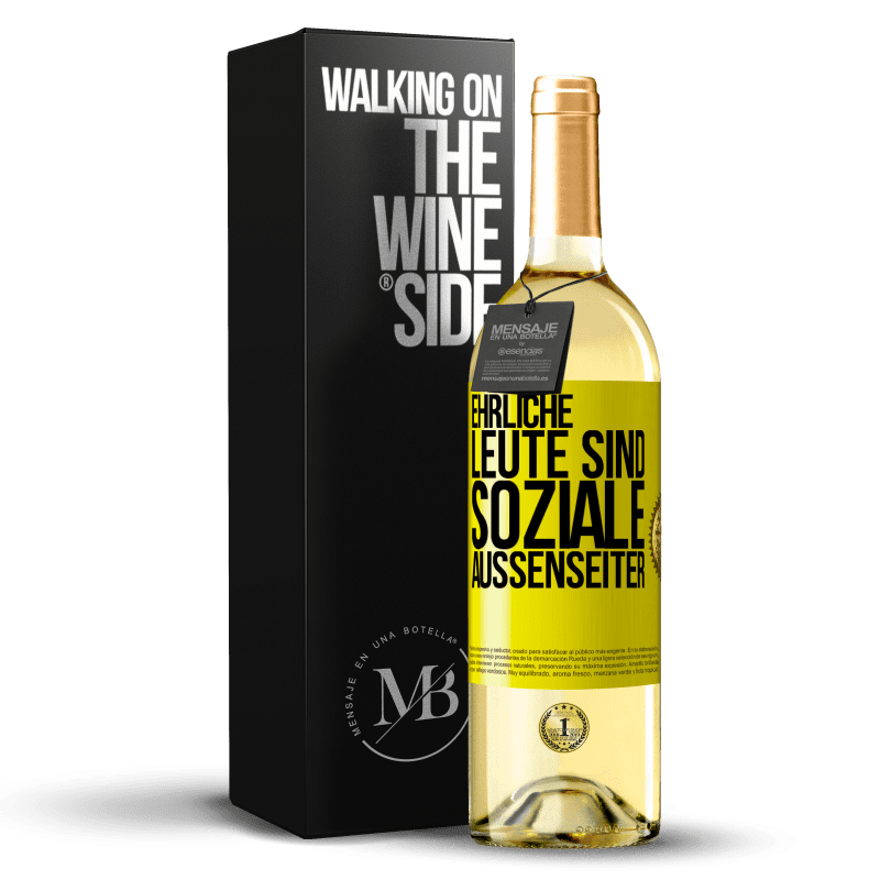 29,95 € Kostenloser Versand | Weißwein WHITE Ausgabe Ehrliche Leute sind soziale Außenseiter Gelbes Etikett. Anpassbares Etikett Junger Wein Ernte 2023 Verdejo