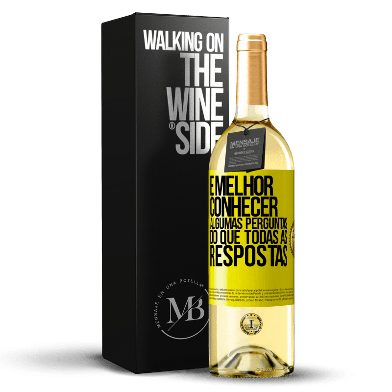 29,95 € Envio grátis | Vinho branco Edição WHITE É melhor conhecer algumas perguntas do que todas as respostas Etiqueta Amarela. Etiqueta personalizável Vinho jovem Colheita 2024 Verdejo