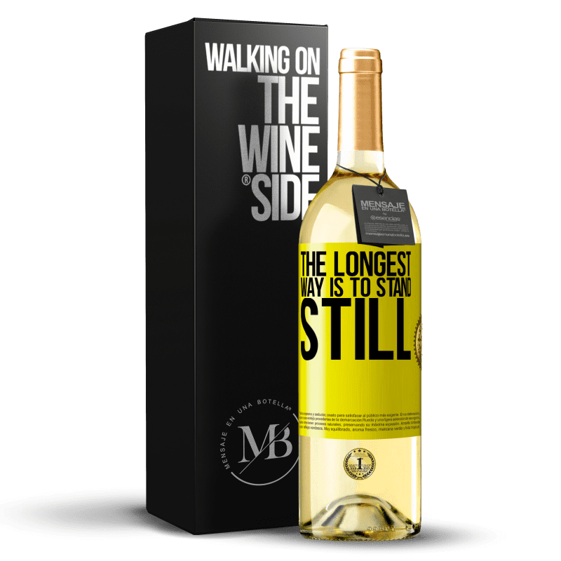 29,95 € Бесплатная доставка | Белое вино Издание WHITE Самый длинный способ - стоять на месте Желтая этикетка. Настраиваемая этикетка Молодое вино Урожай 2023 Verdejo