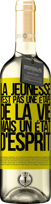 29,95 € | Vin blanc Édition WHITE La jeunesse n'est pas une étape de la vie, mais un état d'esprit Étiquette Jaune. Étiquette personnalisable Vin jeune Récolte 2023 Verdejo