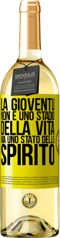 29,95 € | Vino bianco Edizione WHITE La gioventù non è uno stadio della vita, ma uno stato dello spirito Etichetta Gialla. Etichetta personalizzabile Vino giovane Raccogliere 2023 Verdejo