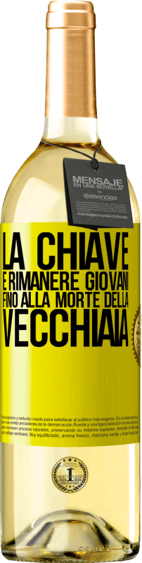 Spedizione Gratuita | Vino bianco Edizione WHITE La chiave è rimanere giovani fino alla morte della vecchiaia Etichetta Gialla. Etichetta personalizzabile Vino giovane Raccogliere 2023 Verdejo