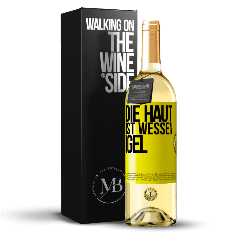 29,95 € Kostenloser Versand | Weißwein WHITE Ausgabe Die Haut ist wessen Igel Gelbes Etikett. Anpassbares Etikett Junger Wein Ernte 2023 Verdejo